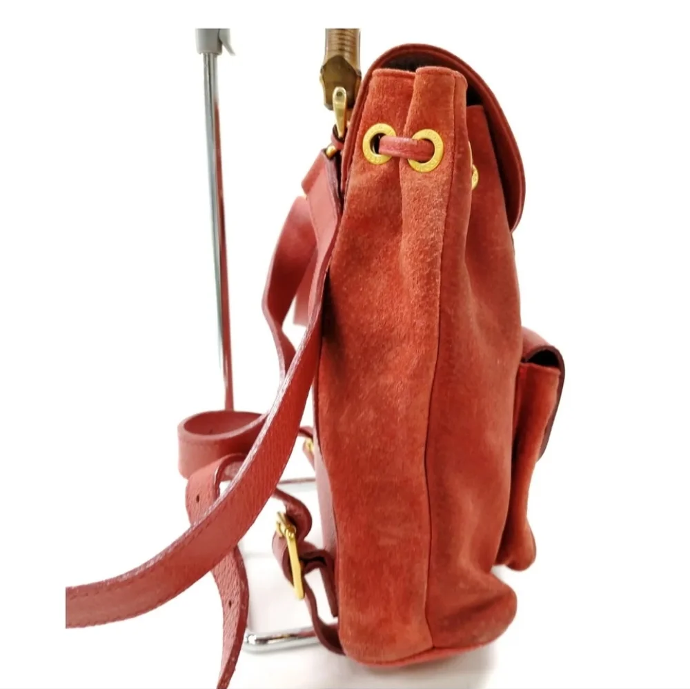 Gucci BackPack Bag Red Suede Leather